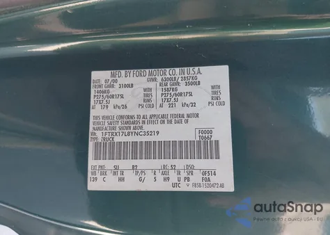 2000 Ford F-150 Lariat/Work Series/Xl/Xlt z USA, uszkodzony, nr VIN 1FTRX17L8YNC35219